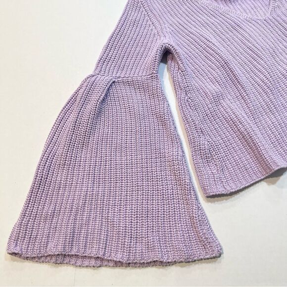 Free People Damsel Sweater Purple Bell Sleeve Cable Knit, Size M - Picture 10 of 14